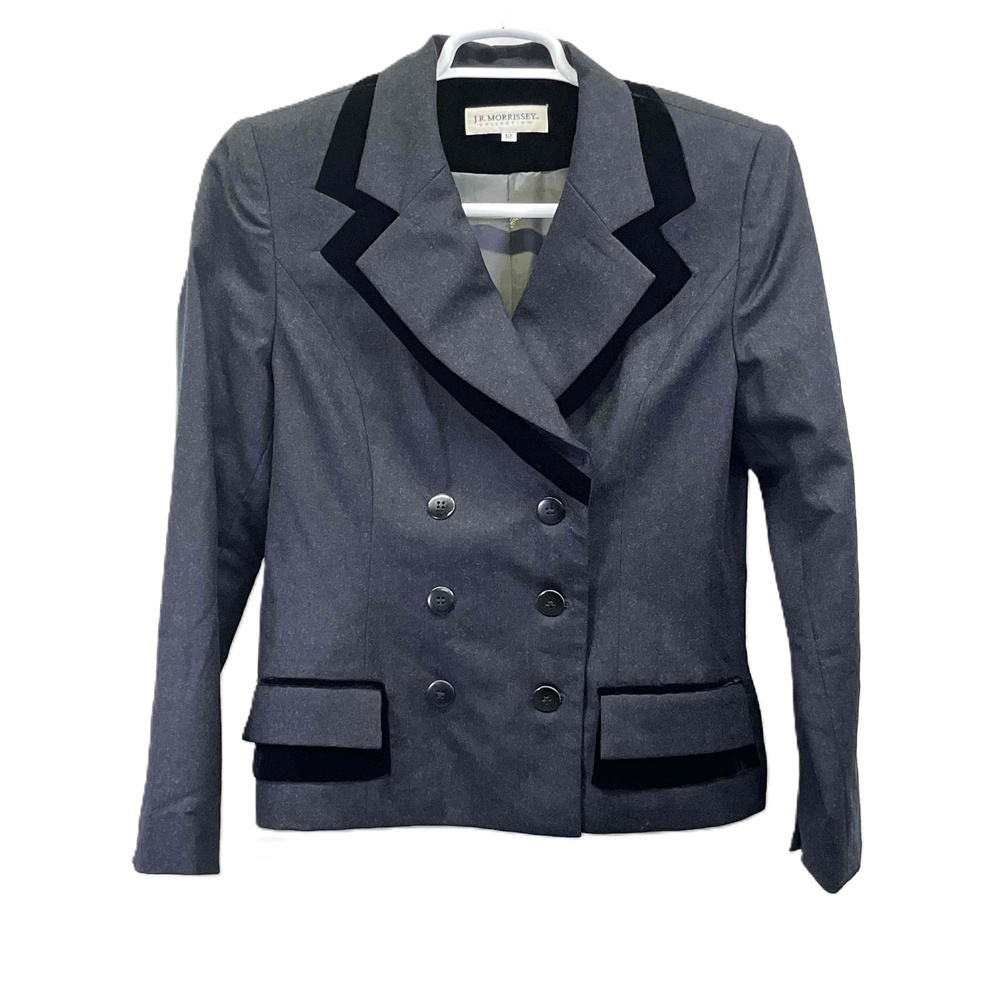 JR‎ Morrissey Collection Womens Black Wool Notched Lapel Blazer Size 12